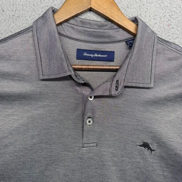 Tommy Bahama Polo Shirt Men's Extra Large Black Collared Embroidered Logo Pima - Picture 1 of 9